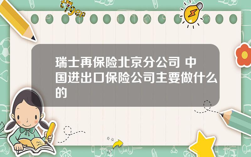 瑞士再保险北京分公司 中国进出口保险公司主要做什么的